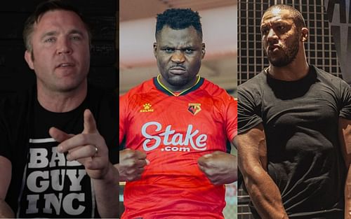 Chael Sonnen (left), Francis Ngannou (middle), Ciryl Gane (right) [Image Courtesy: @sonnench, @francisngannou and @ciryl_gane via Instagram]