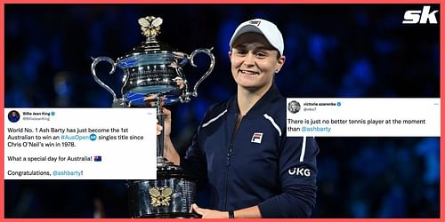 Several people from the tennis community congratulated Ashleigh Barty on her win at the Australian Open