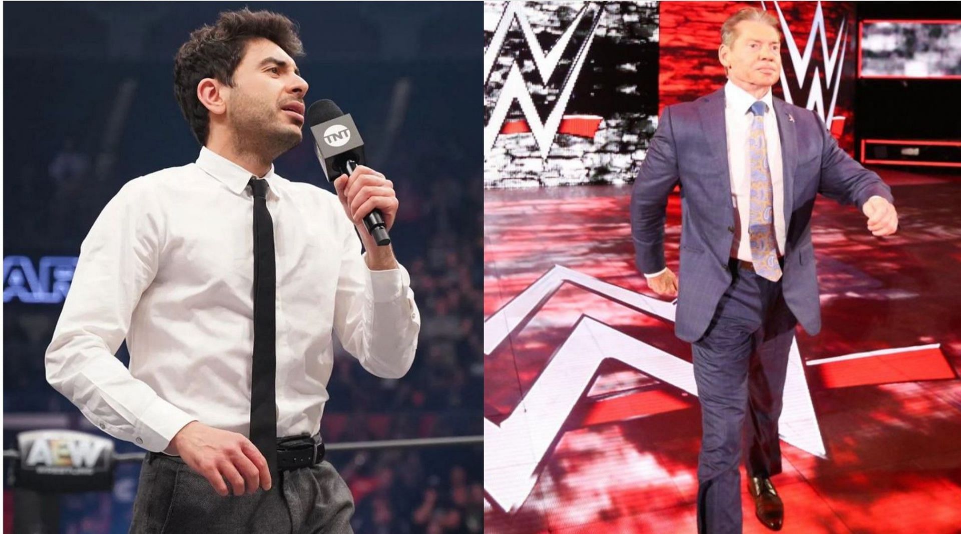 Tony Khan (left) and Vince McMahon (right)