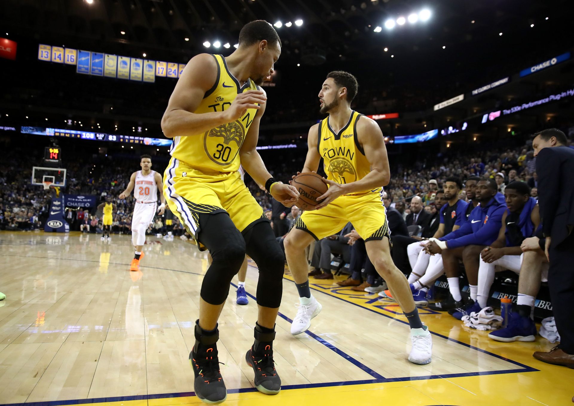 Klay Thompson and Stephen Curry of the Golden State Warriors