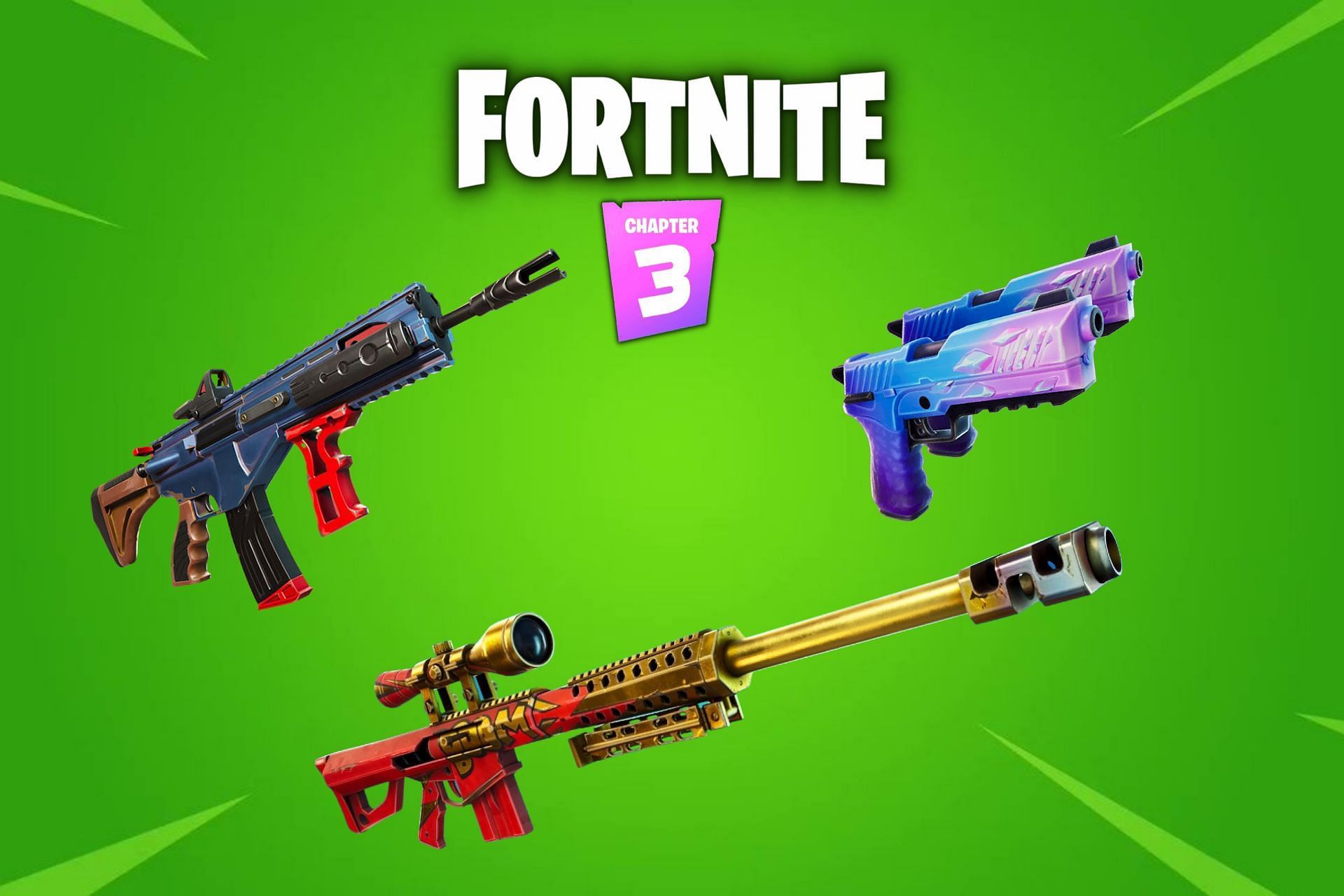 Location of all Mythics and Exotic weapons in Fortnite Chapter 3 Season 1 (Image via Sportskeeda)