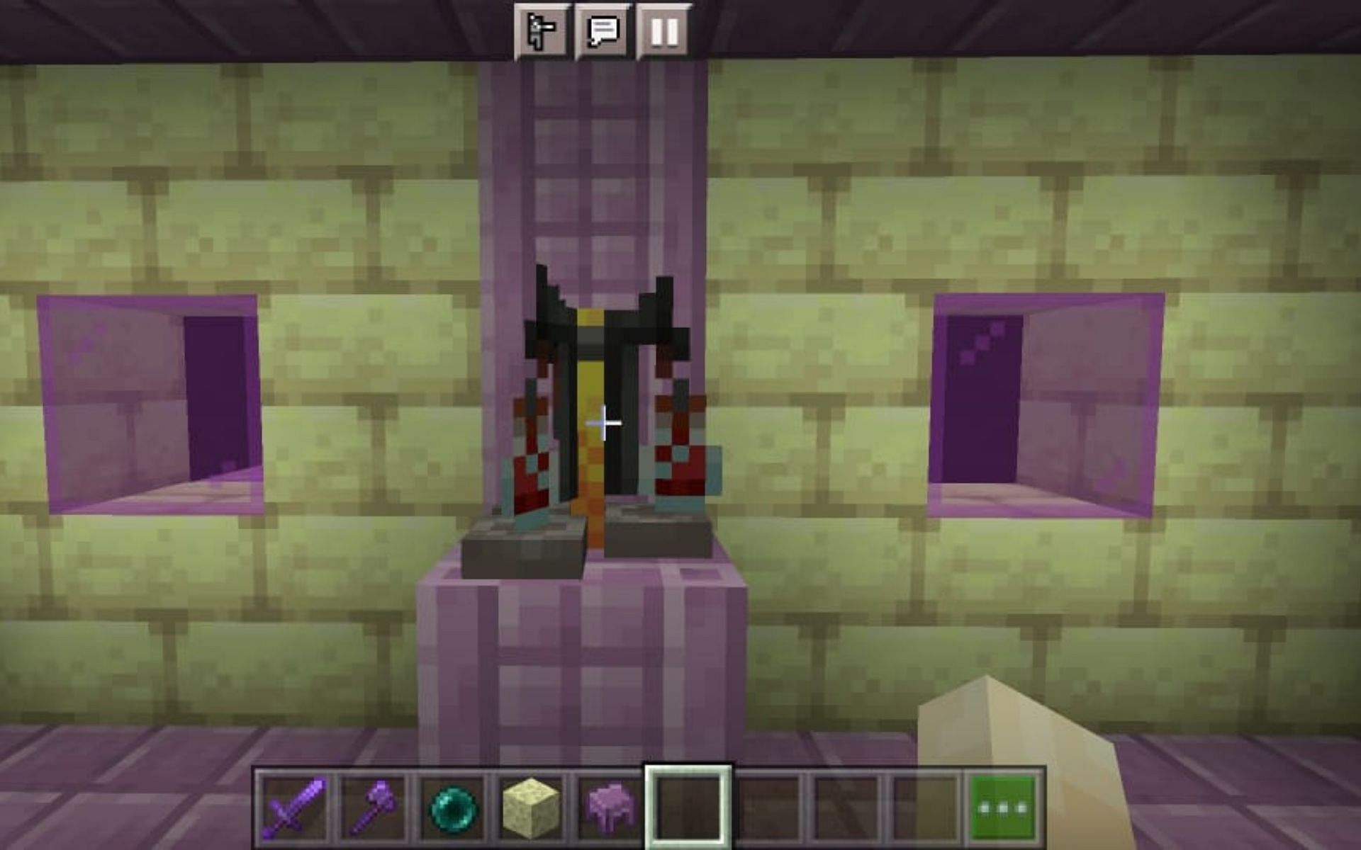 A Brewing Stand with two bottles of Instant Health II potions located in the End Ship (Image via Minecraft)