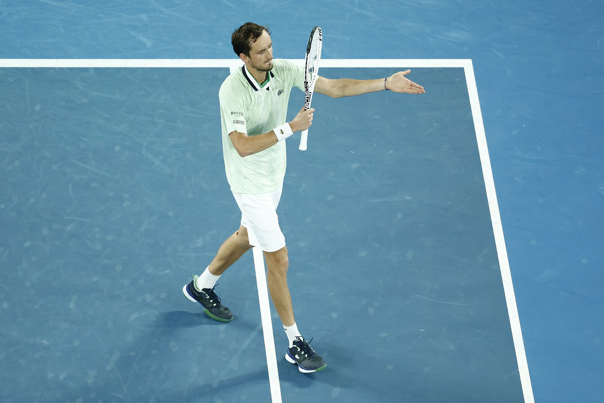 Medvedev during his semifinal match at the 2022 Australian Open.
