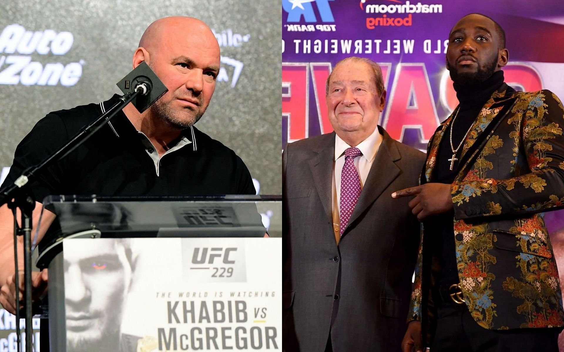 Dana White (left), Terence Crawford (center) &amp; Bob Arum (right)