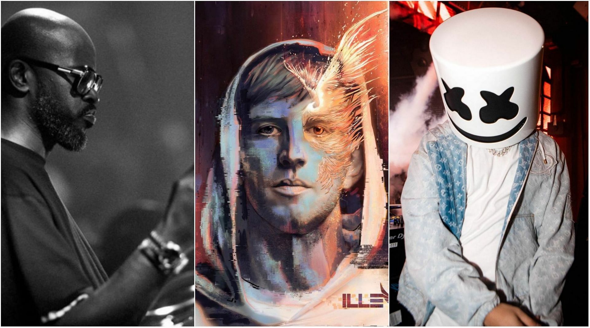 With the 2022 Grammys around the corner, the Dance/Electronic Album category is a hotly-contested one. (Images via Instagram: @realblackcoffee, @marshmello, @illenium)