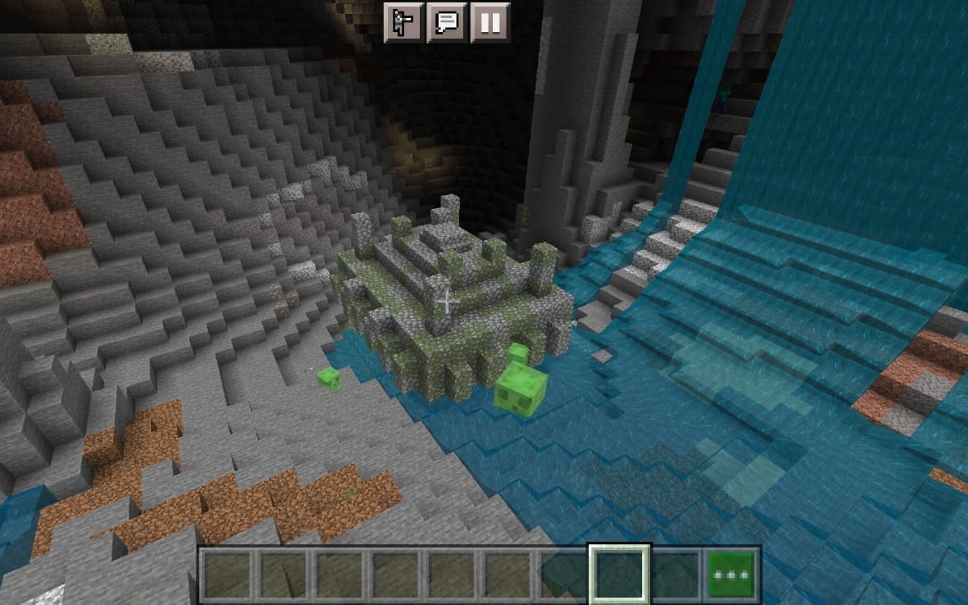 Jungle temple at spawn within a cave (Image via Minecraft)