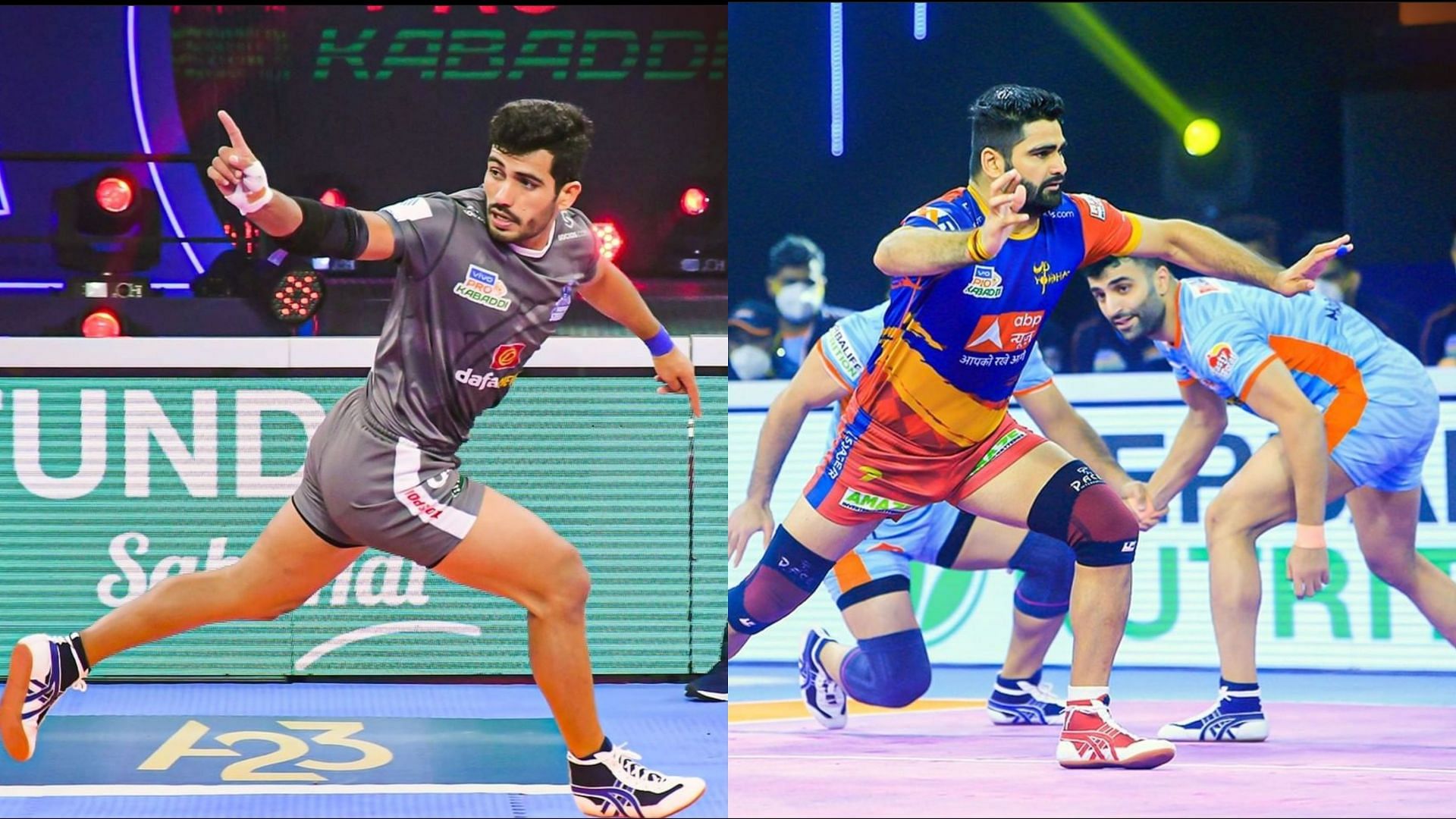 Vikash Kandola (L) and Pardeep Narwal performed brilliantly tonight in PKL 2022 (Image: Pro Kabaddi/Instagram)