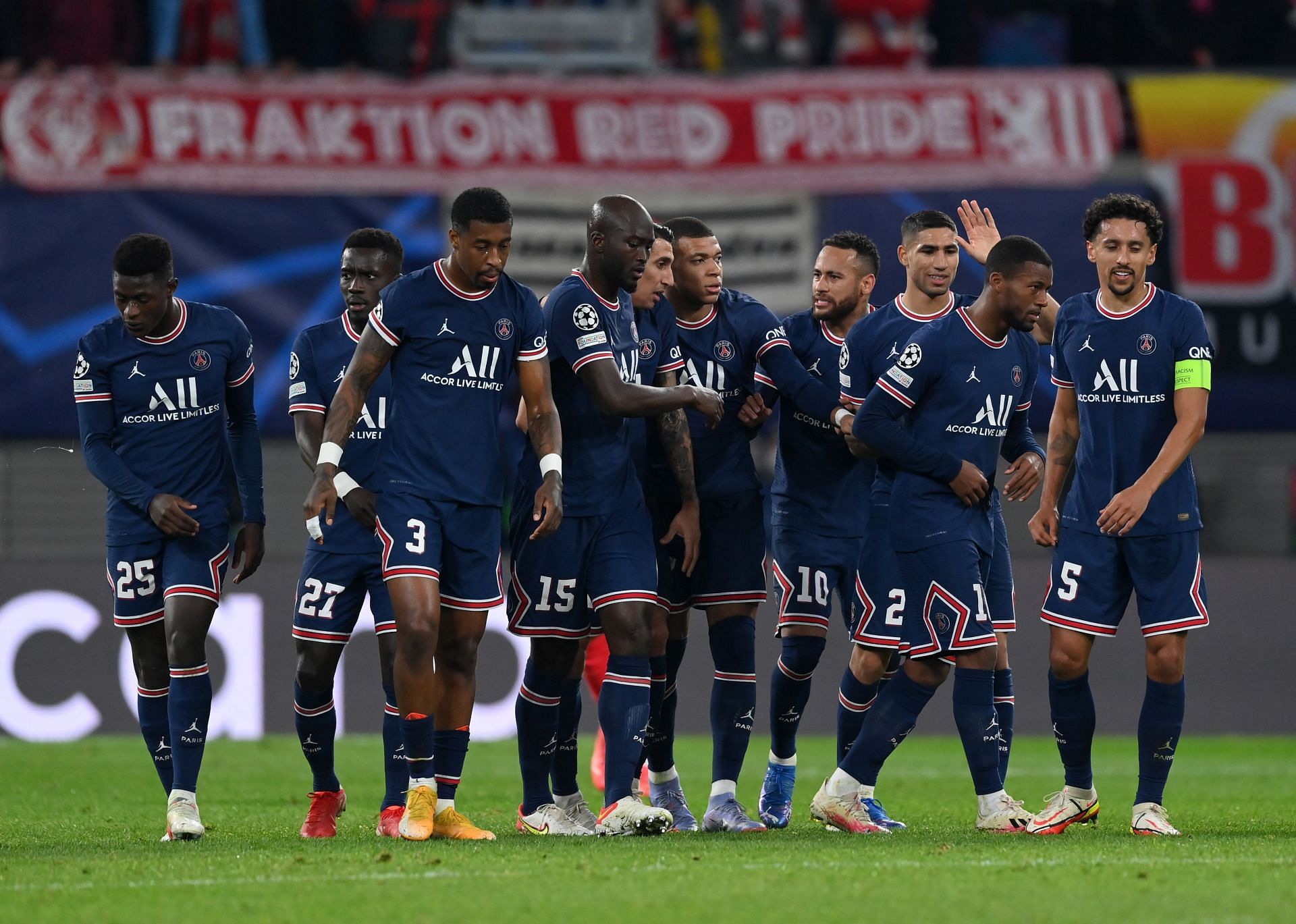 Georginio Wijnaldum (second from right) has struggled for game time since joining PSG.