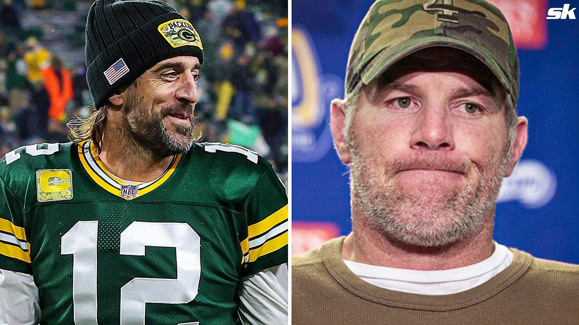 Green Bay Packers QB Aaron Rodgers and Brett Favre Enter caption Enter caption