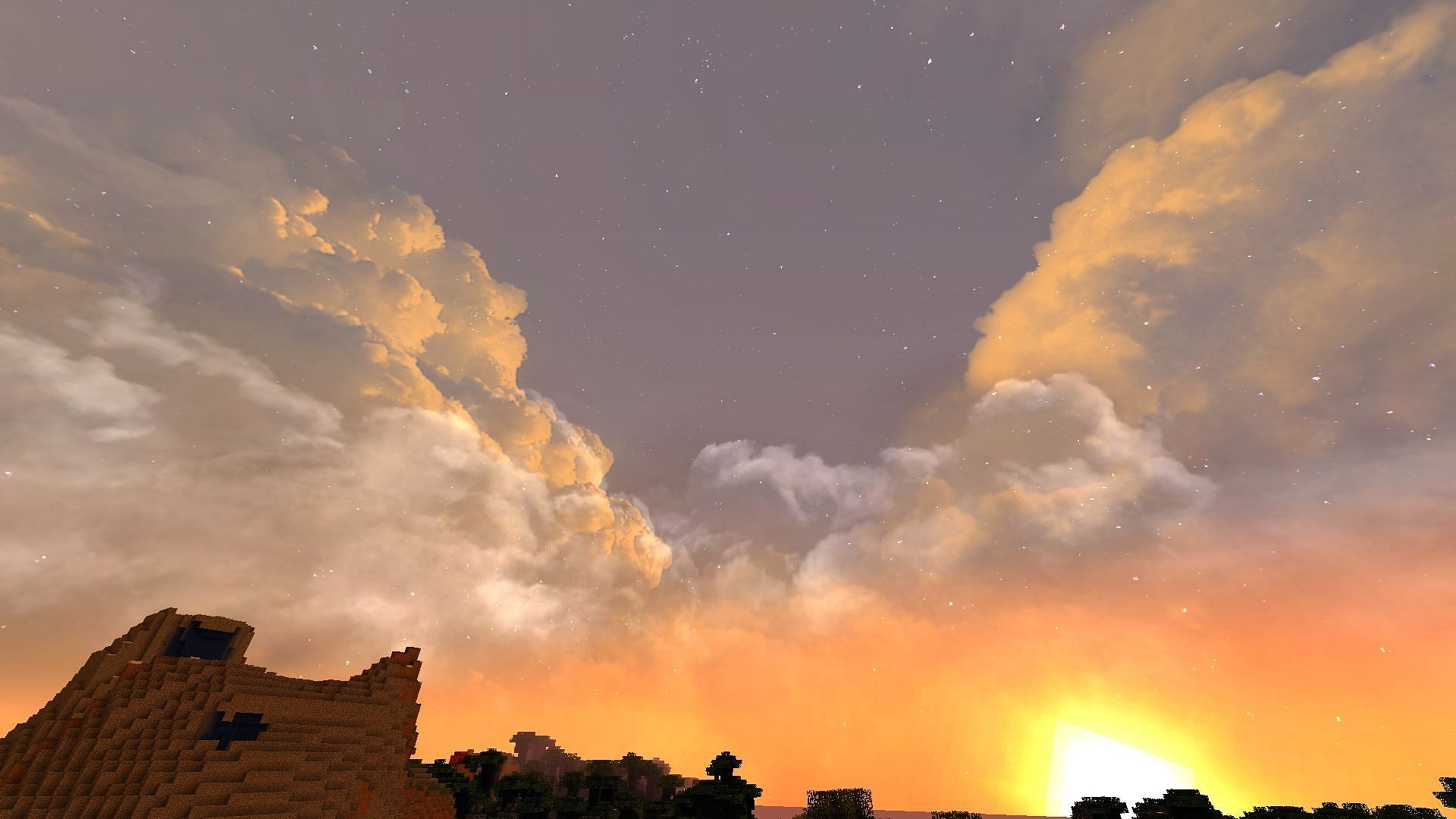 Sunsets are made much more breathtaking by Better Skys (Image via Mojang)