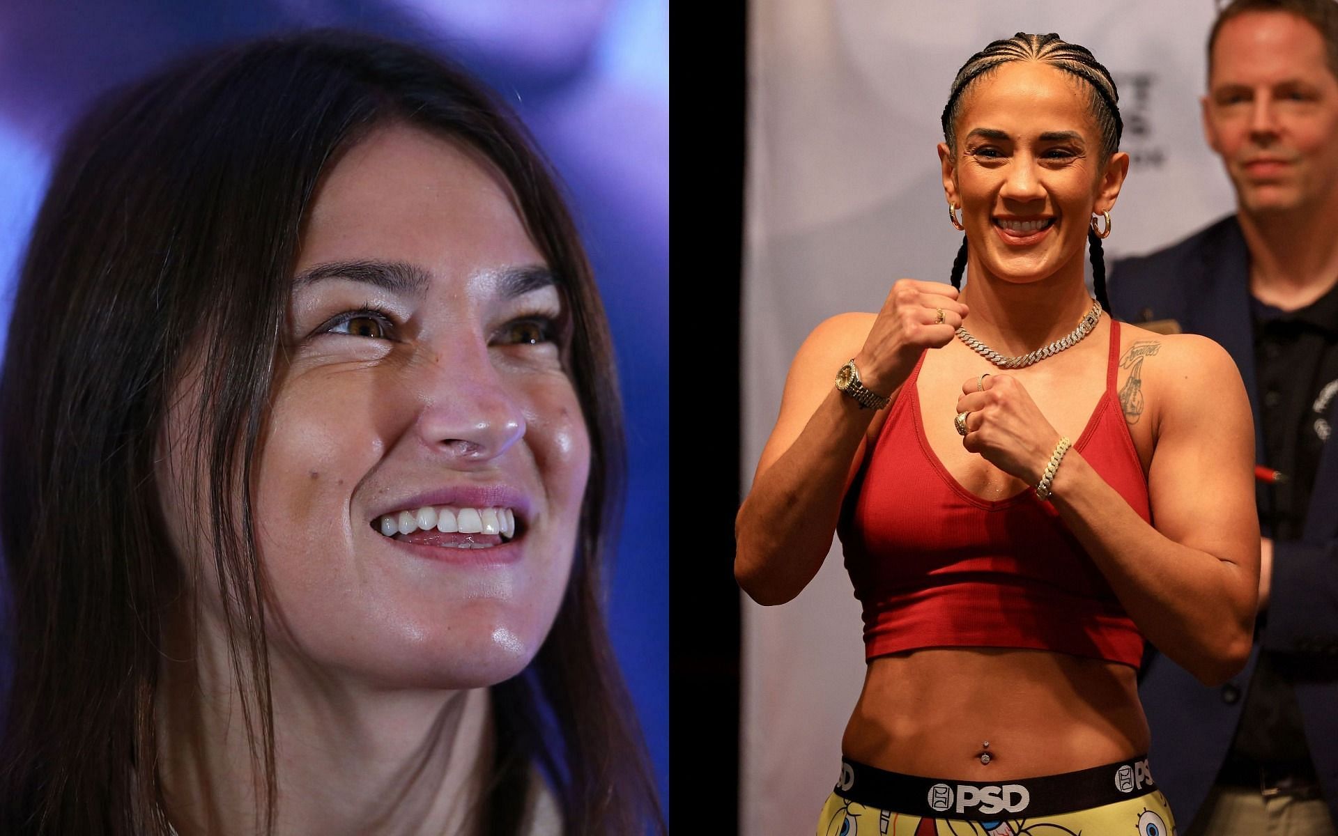 Katie Taylor (L) has weighed in on her upcoming bout against Amanda Serrano (R)