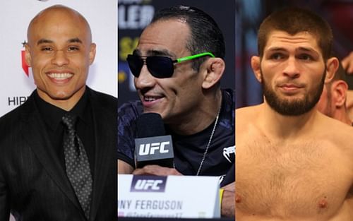 Ali Abdelaziz (left); Tony Ferguson (center); Khabib Nurmagomedov (right)