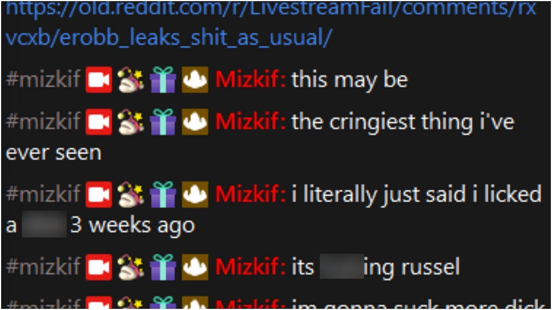 Mizkif responds in the chat (Image via Twitch)