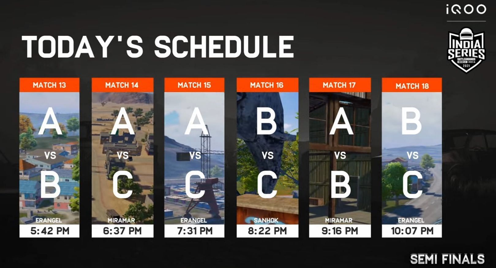 Semifinals Day 3 schedule (Image via BGMI)