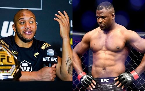 Ciryl Gane (right), Francis Ngannou (left) [Images via Getty: UFC 249 Ngannou v Rozenstruik UFC 265: Lewis v Gane]