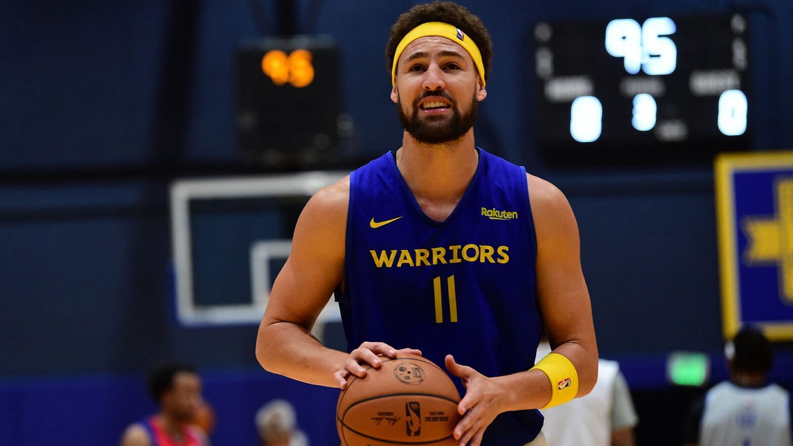 Golden State Warriors&#039; Klay Thompson during a practice session. [Photo via NBA.com]