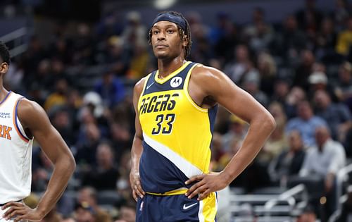 Indiana Pacers' Myles Turner is the NBA's leading shot-blocker this season.