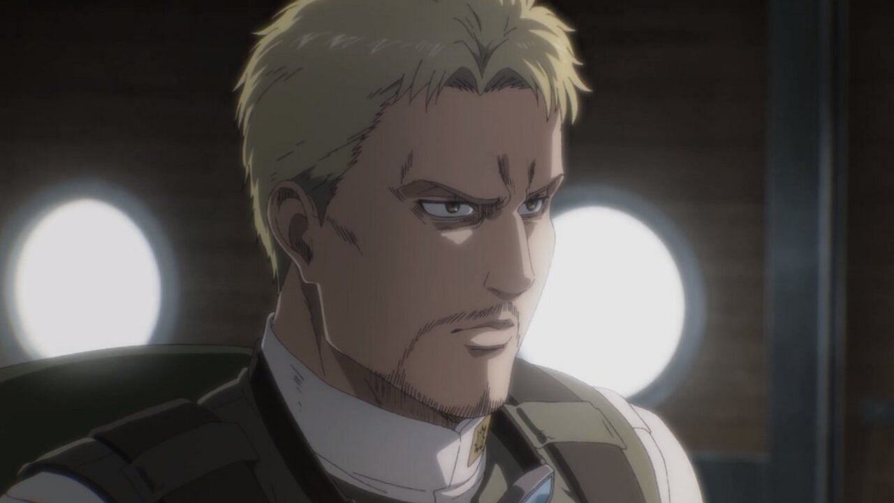 Reiner as seen in the Attack on Titan anime. (Image via MAPPA Studios)