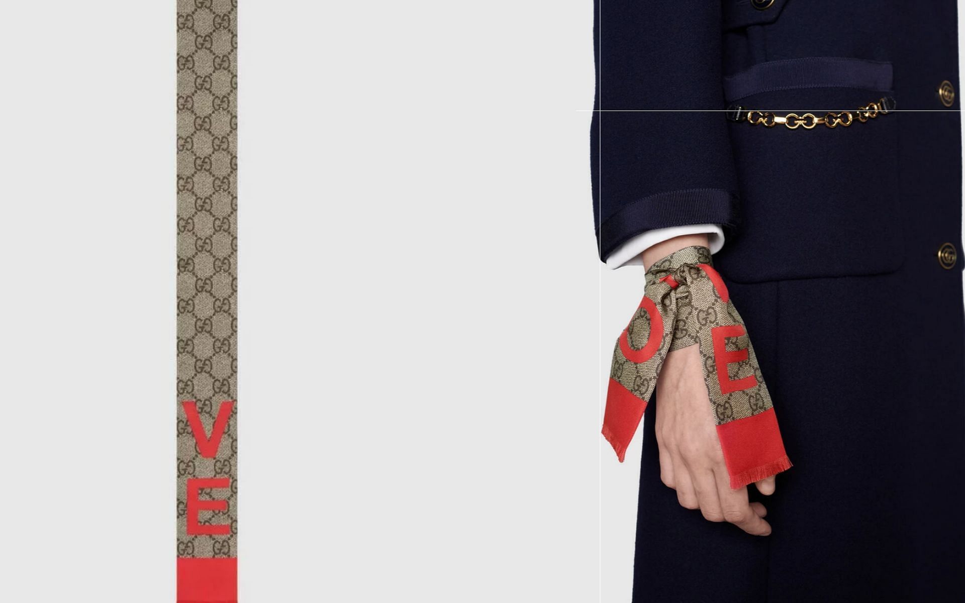 GG &#039;Love&#039; print silk neck bow (Image via gucci.com)