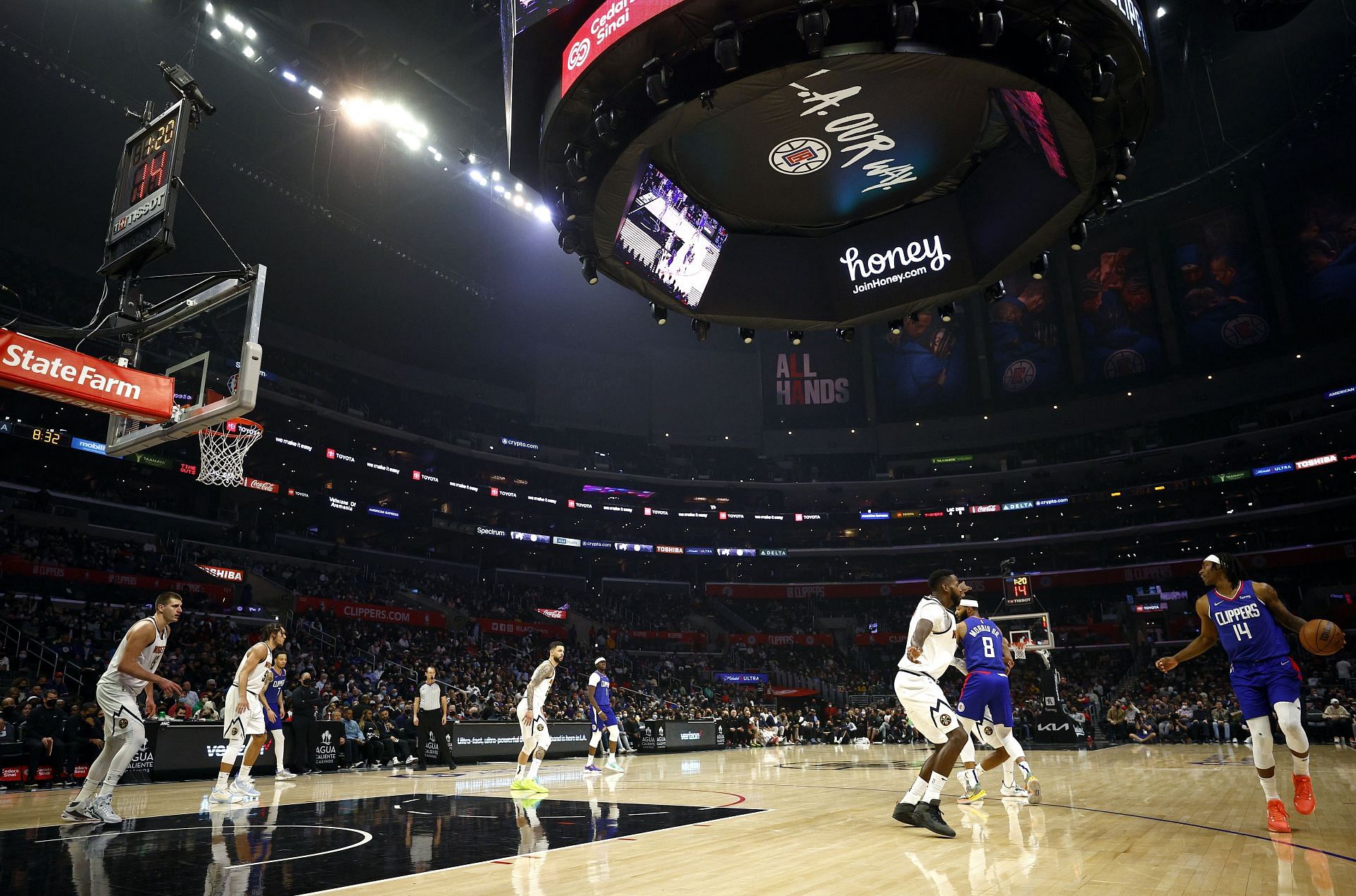 The LA Clippers in action against Denver Nuggets.