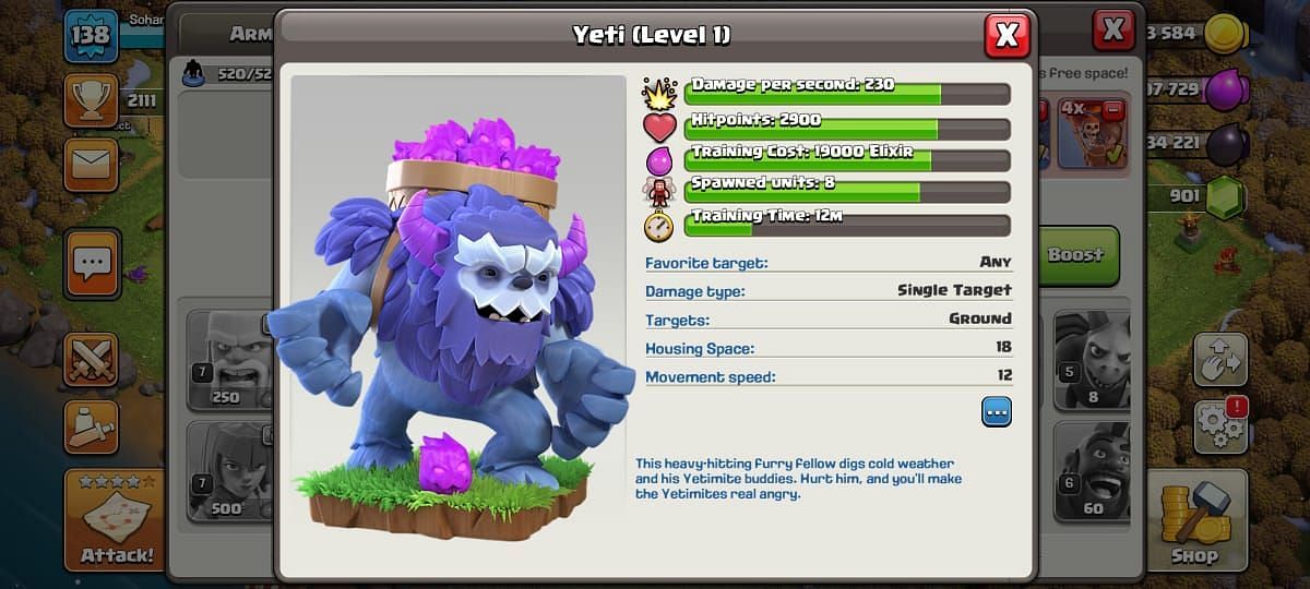 Clash of Clans Yeti (Image via Sportskeeda)