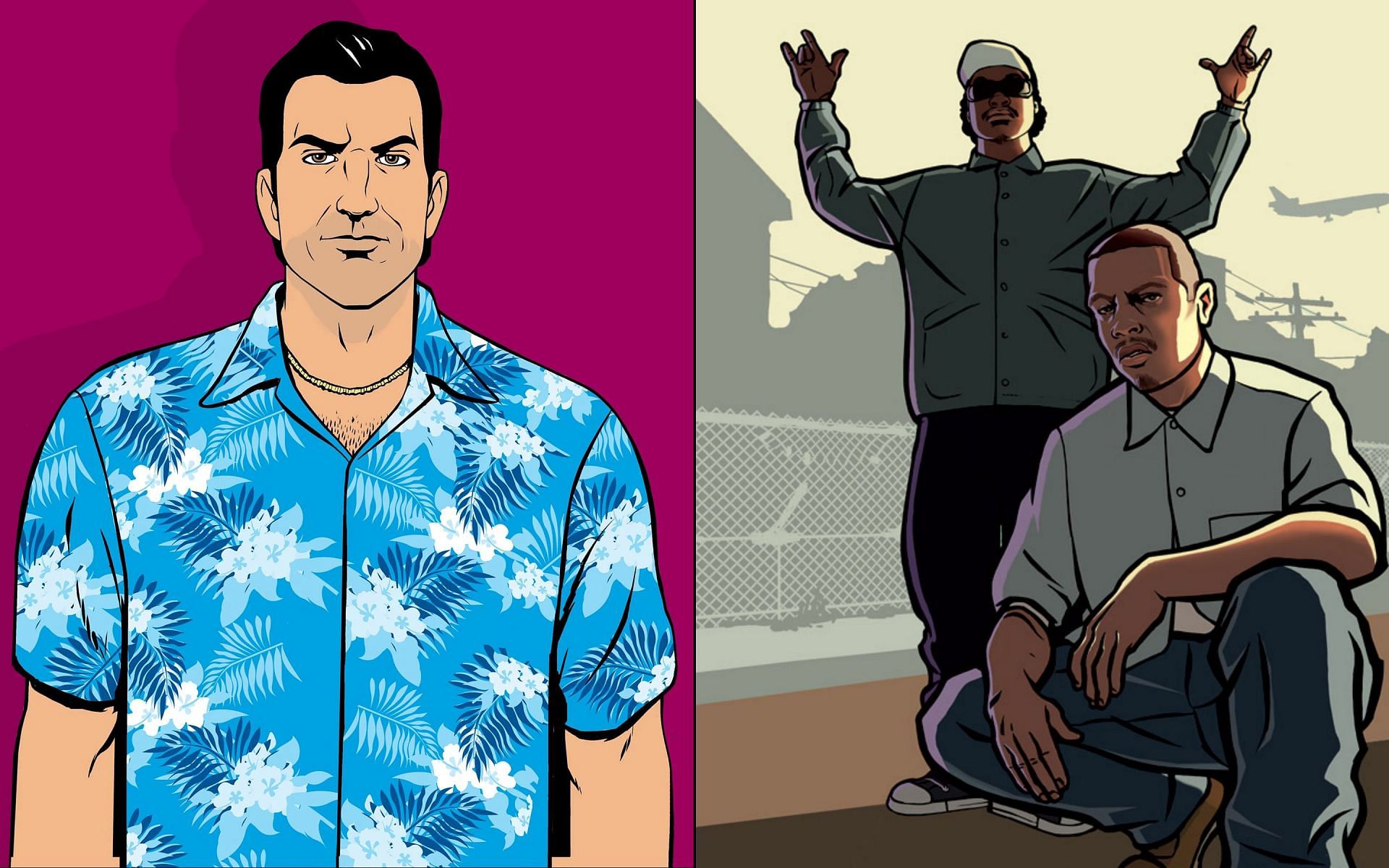 Vice City and San Andreas&#039;s art styles (Image via Rockstar Games)