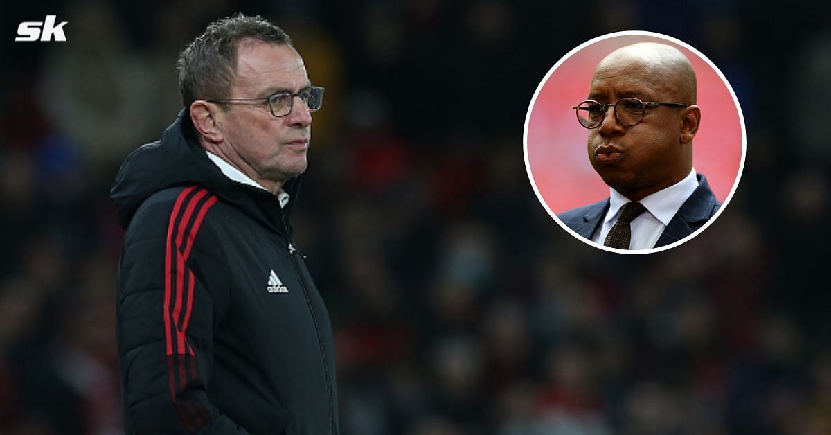 Manchester United boss Ralf Rangnick (L); (inset) Ian Wright.
