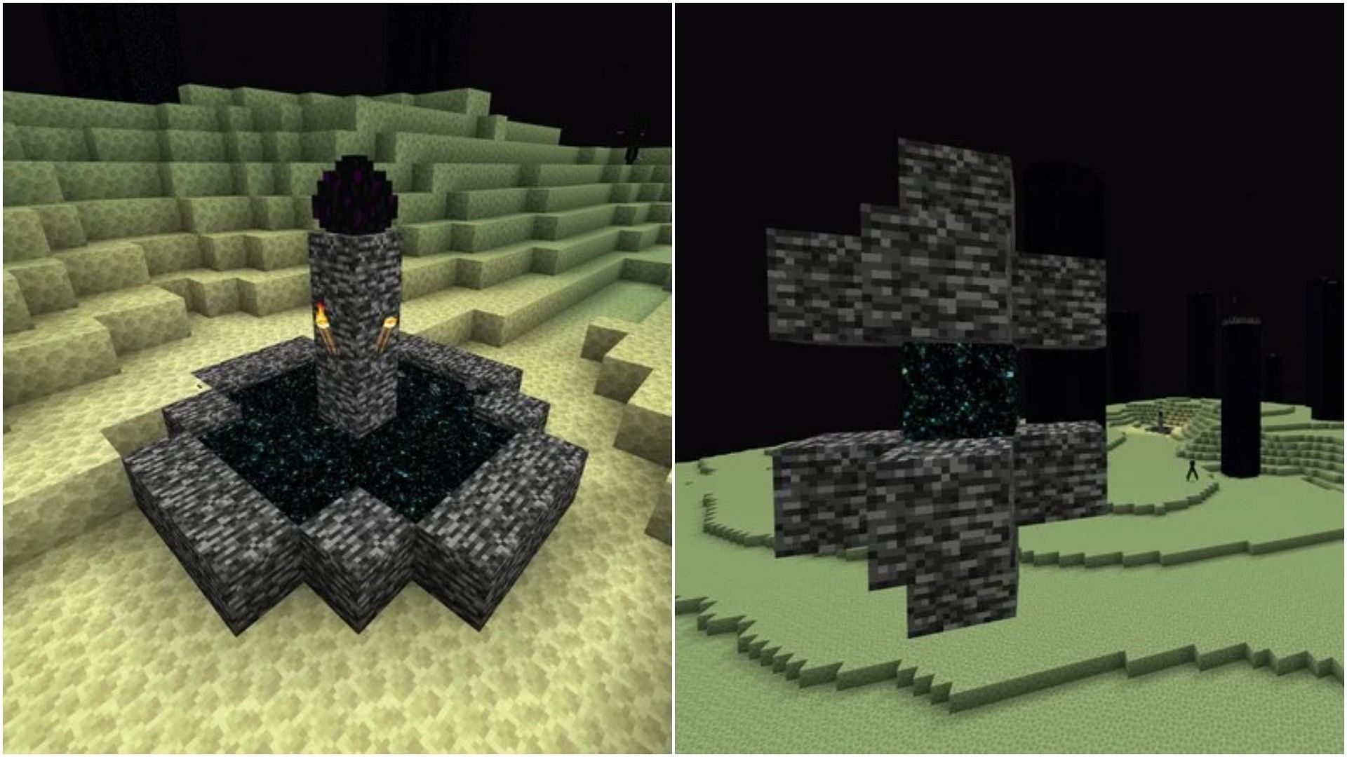 نهاية البوابات إلى Overworld والجزر الأخرى (الصورة من Minecraft)