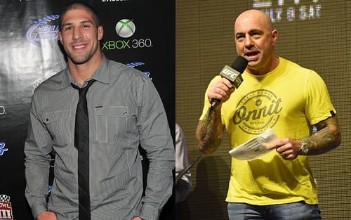 Former mixed martial artist Brendan Schaub (left) and current UFC commentator Joe Rogan (right) at different promotional events