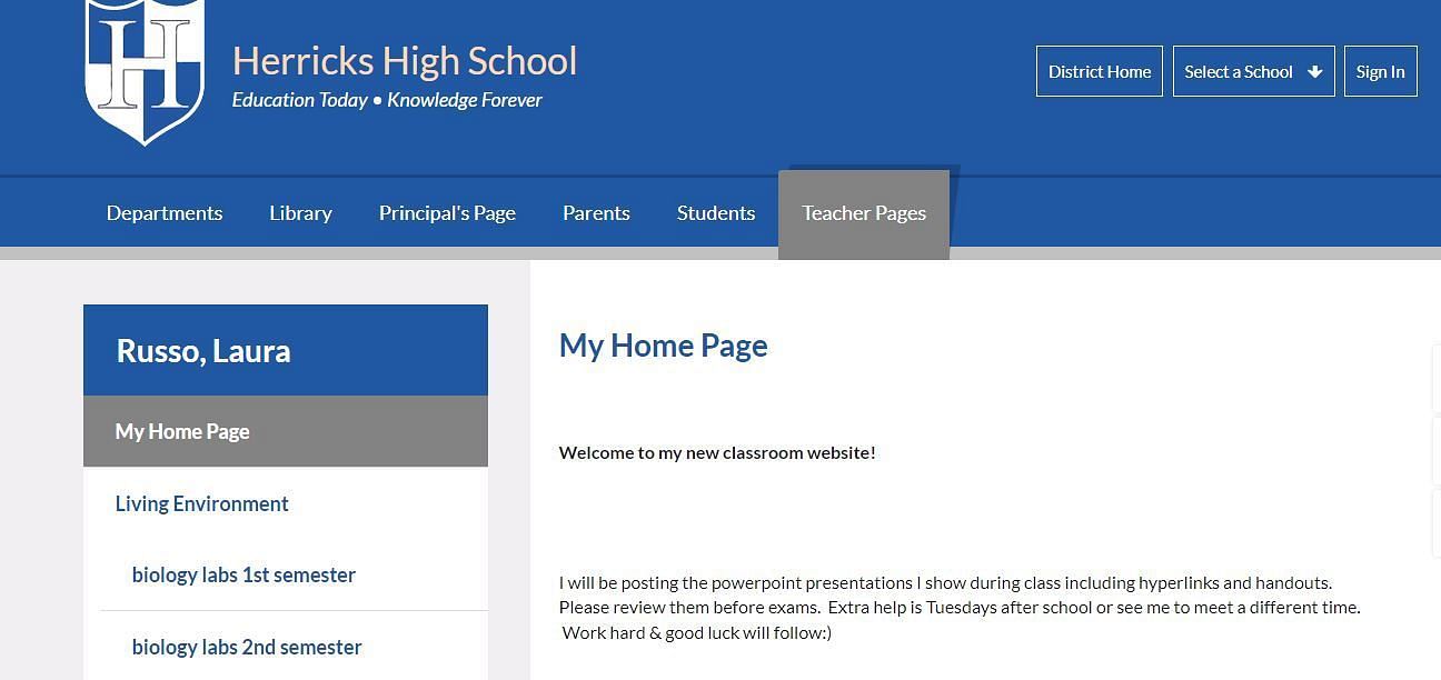 Página oficial de maestros de Laura Russo (Imagen a través de Herricks High School)