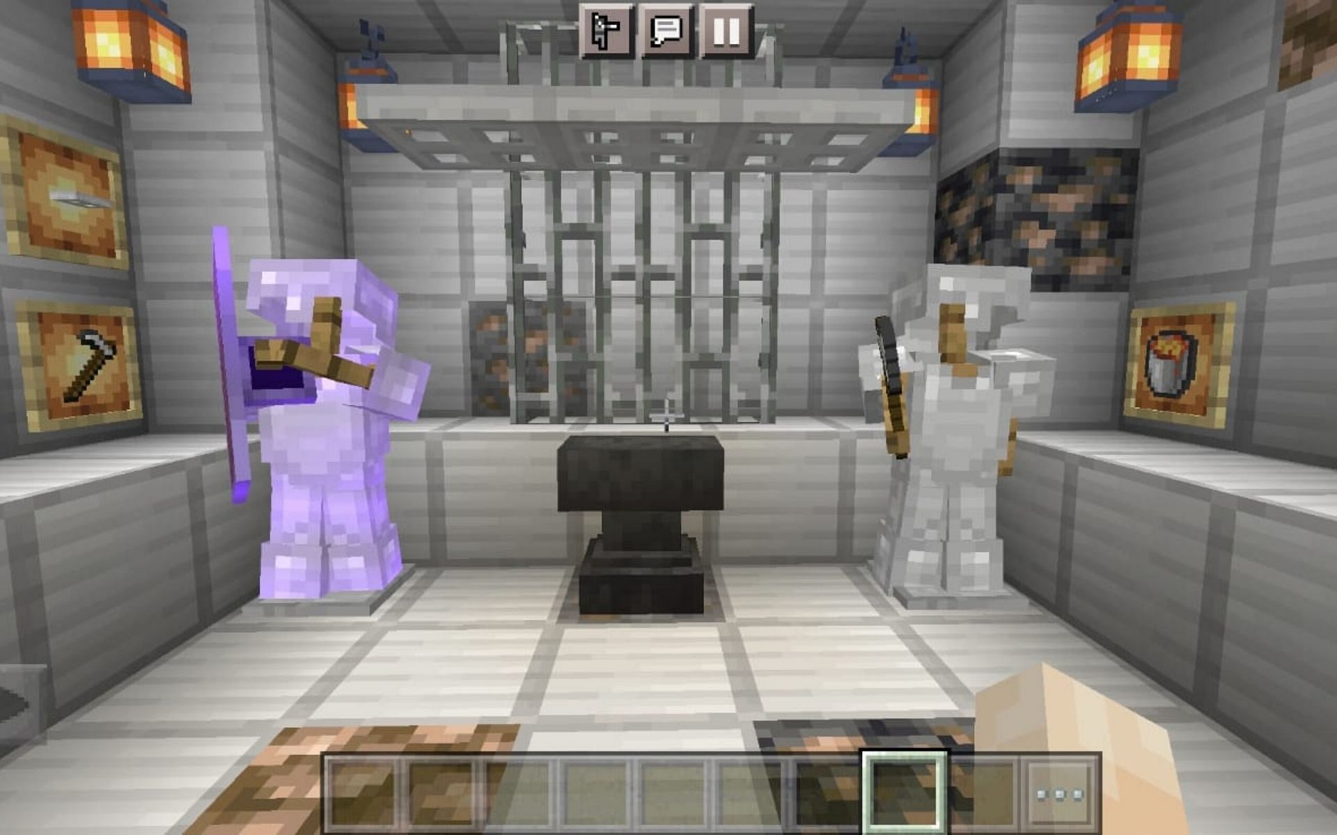 Iron Enchanted and Unenchanted Armor (Image via Minecraft)