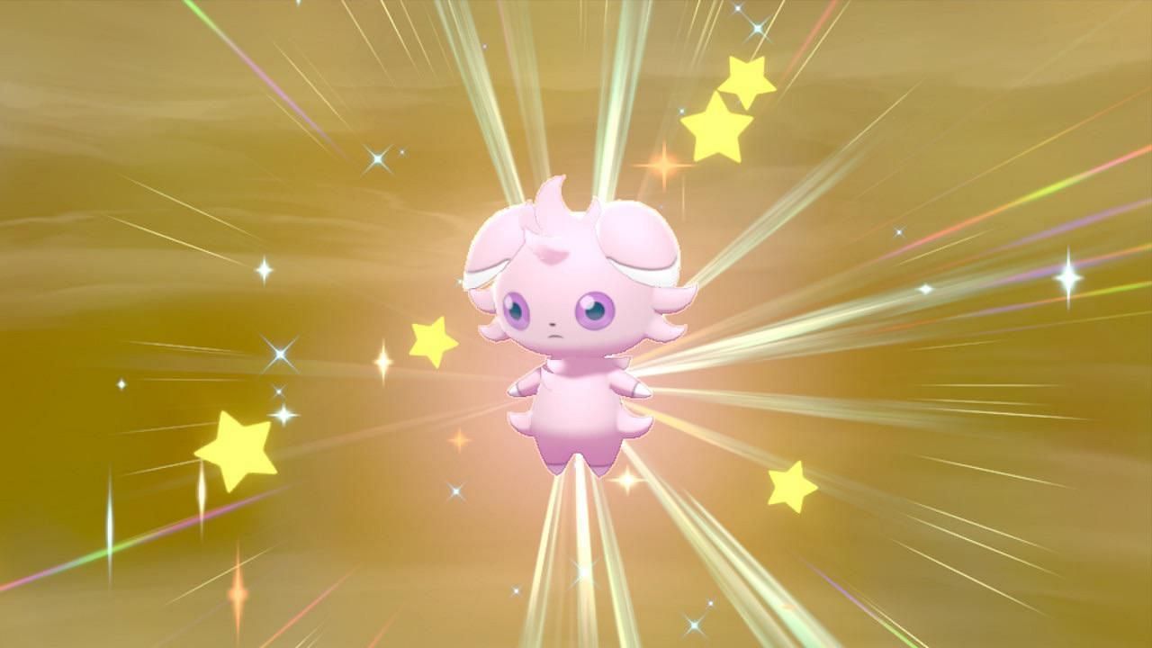 The shiny form of Espurr is pink (Image via The Pokemon Company)