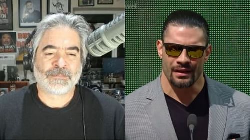 Vince Russo (left); Roman Reigns (right)