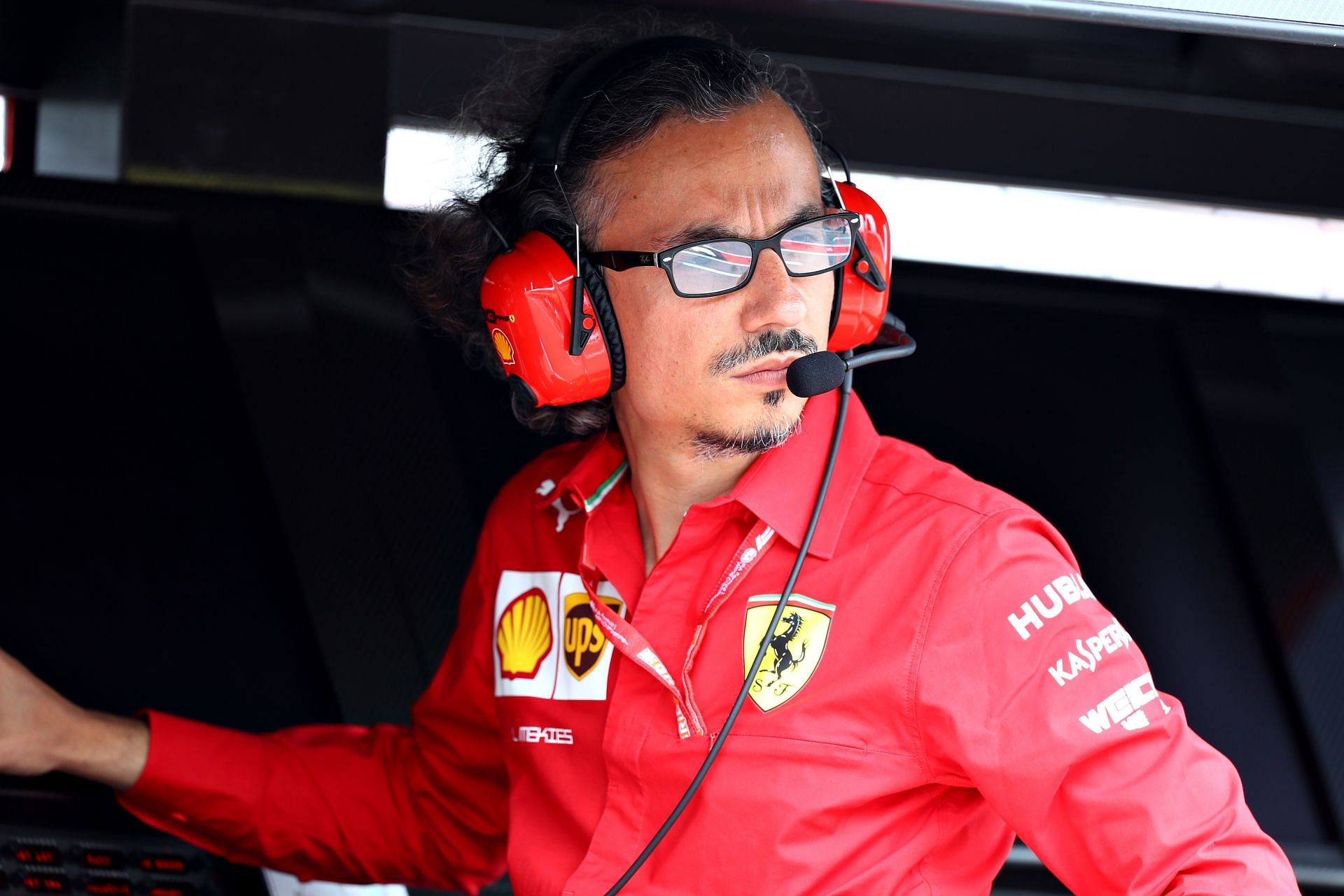Ferrari racing director Laurent Mekies looks on from the pit wall in Hockenheim, Germany (Photo by Mark Thompson/Getty Images)