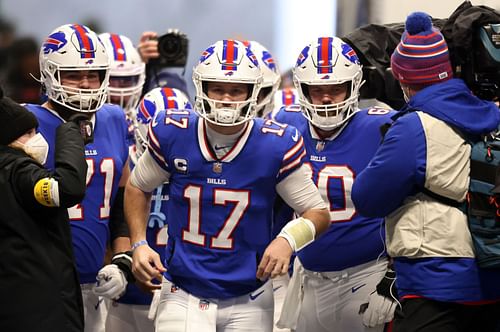 Josh Allen running out of tunnel at New York Jets v Buffalo Bills