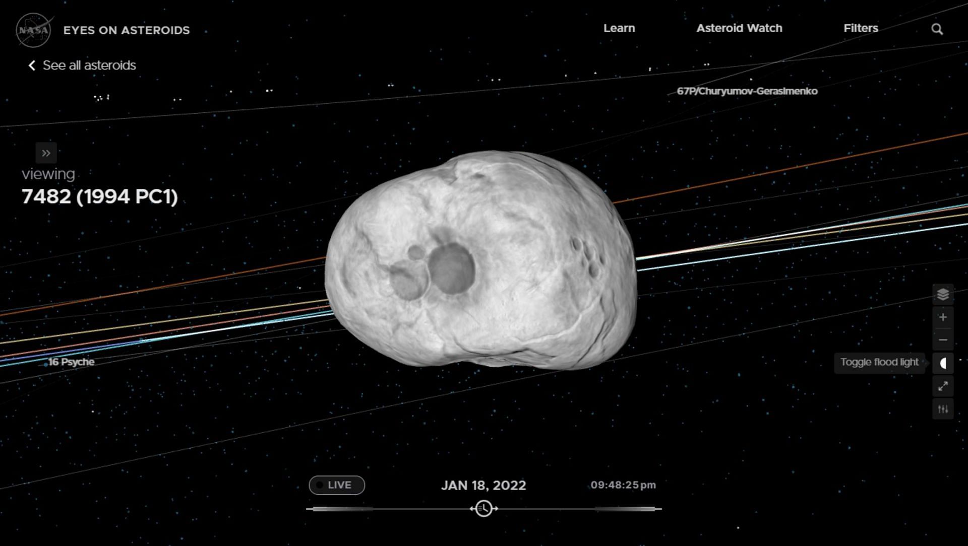 The 1994 PC1 (Image via Eyes on Asteroids/NASA)
