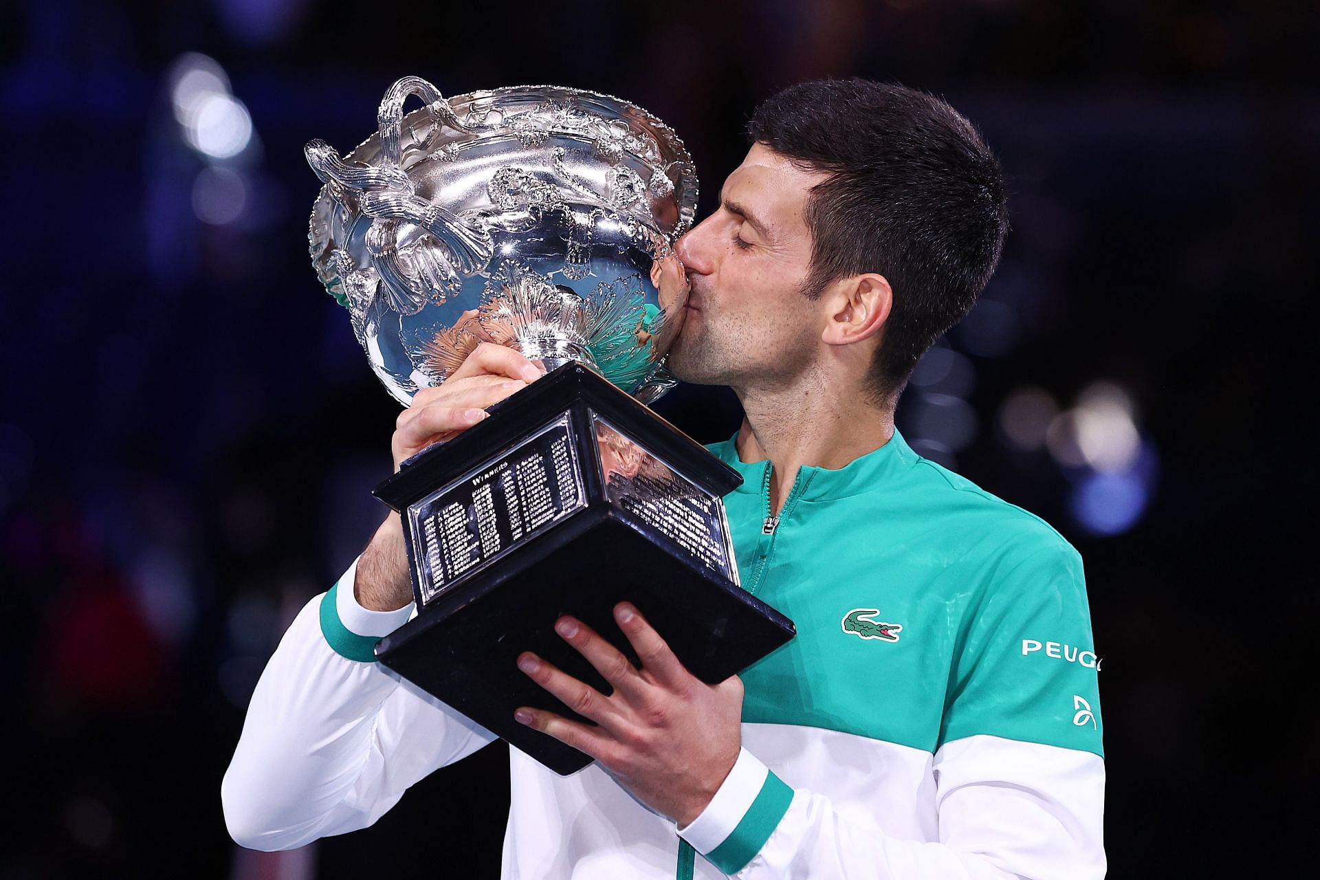 Novak Djokovic after winning the 2021 Australian Open