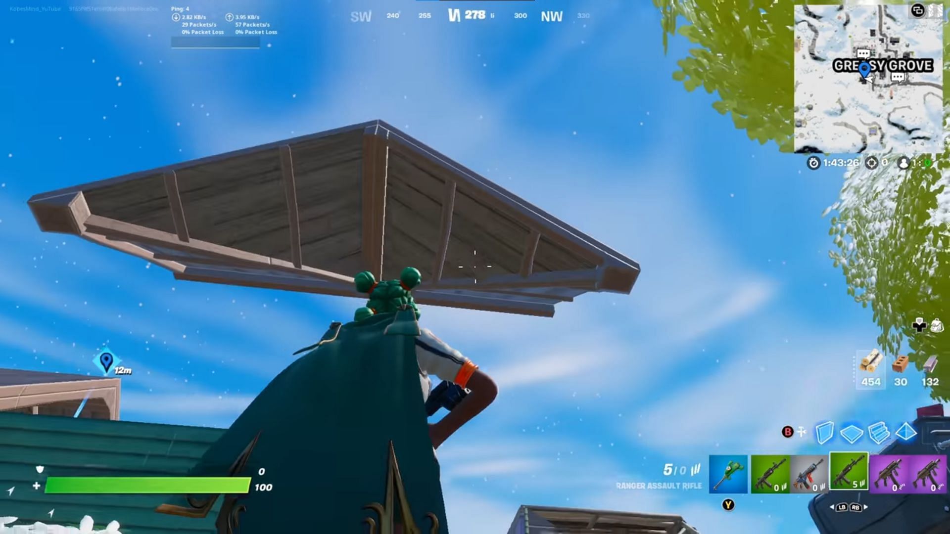 The floating roof in Greasy Grove (Image via Kobes Shorts and Epic Games)