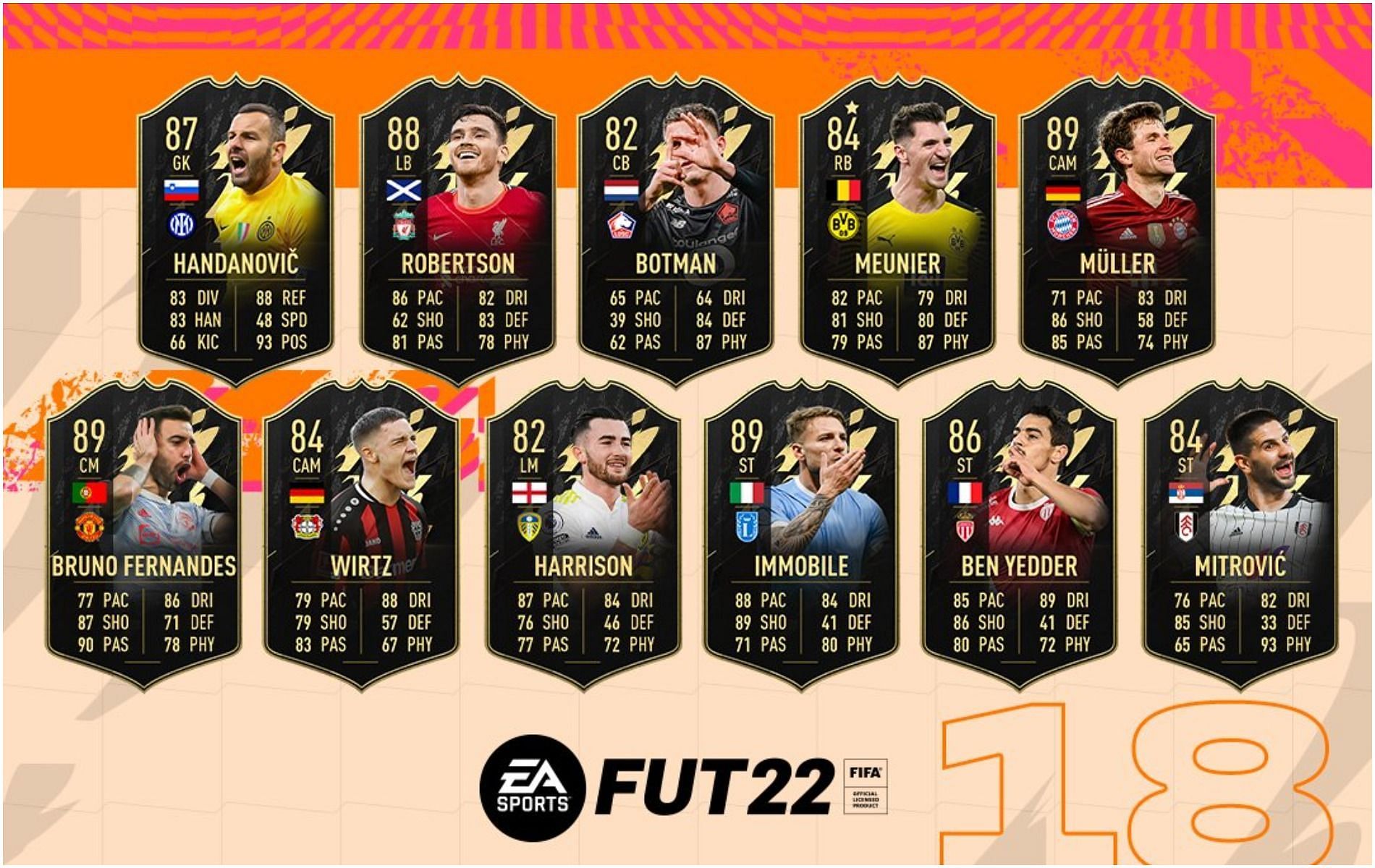 FIFA 22 TOTW 18 cards have been revealed (Image via EA Sports)