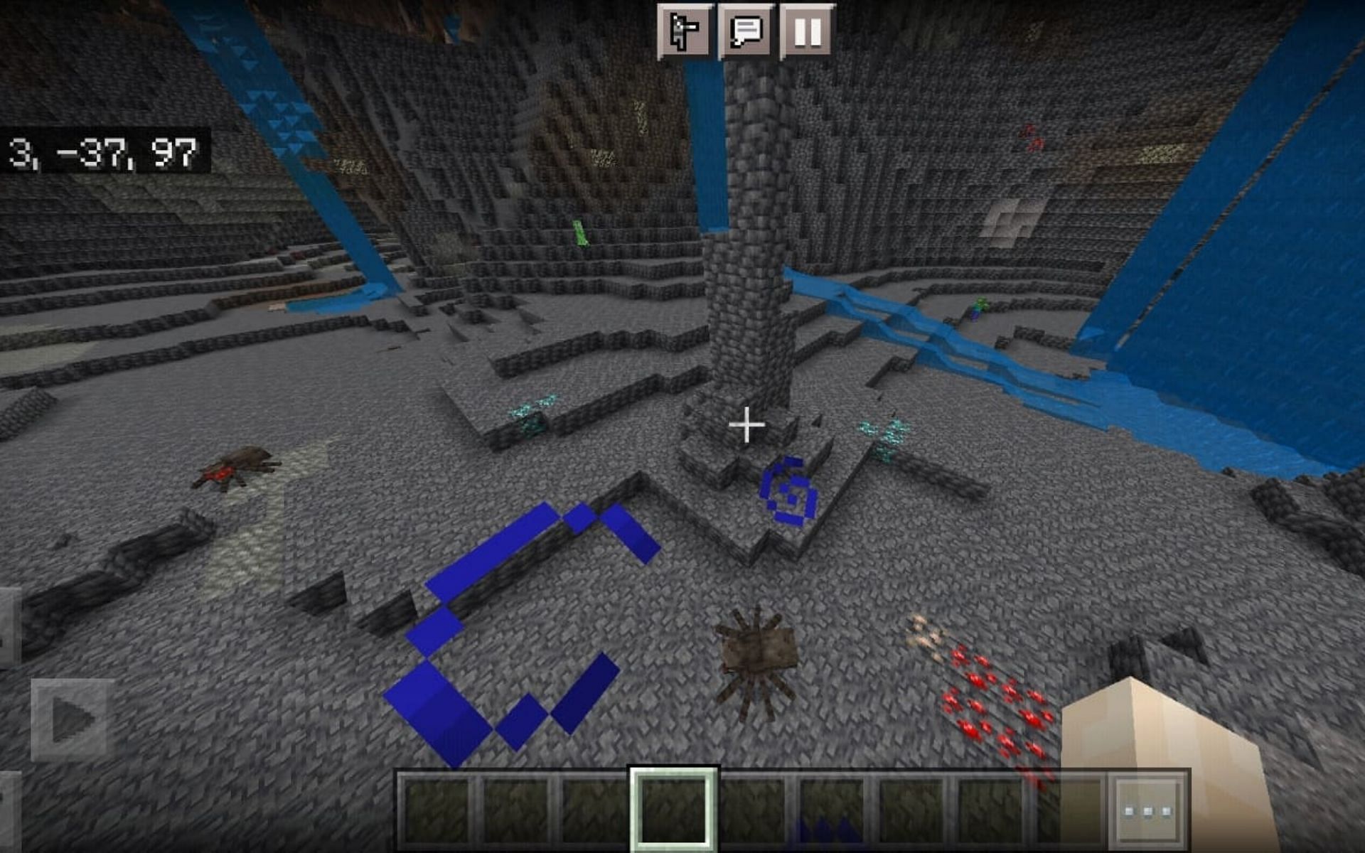 Una cueva llena de diamantes justo al desovar (Imagen a través de Minecraft)