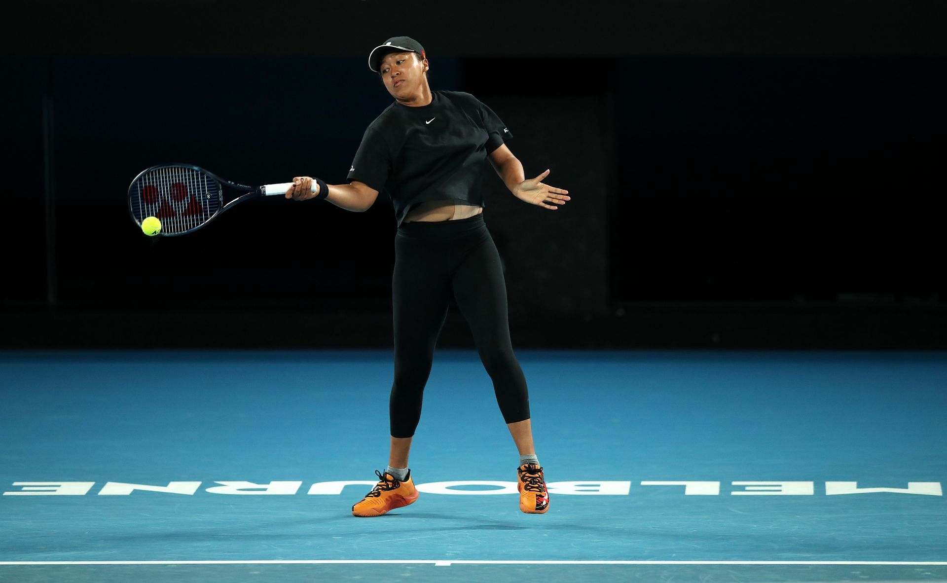 Naomi Osaka during a training session ahead of the Australian Open 2022