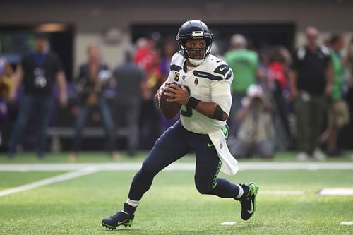 Russell Wilson at Seattle Seahawks v Minnesota Vikings