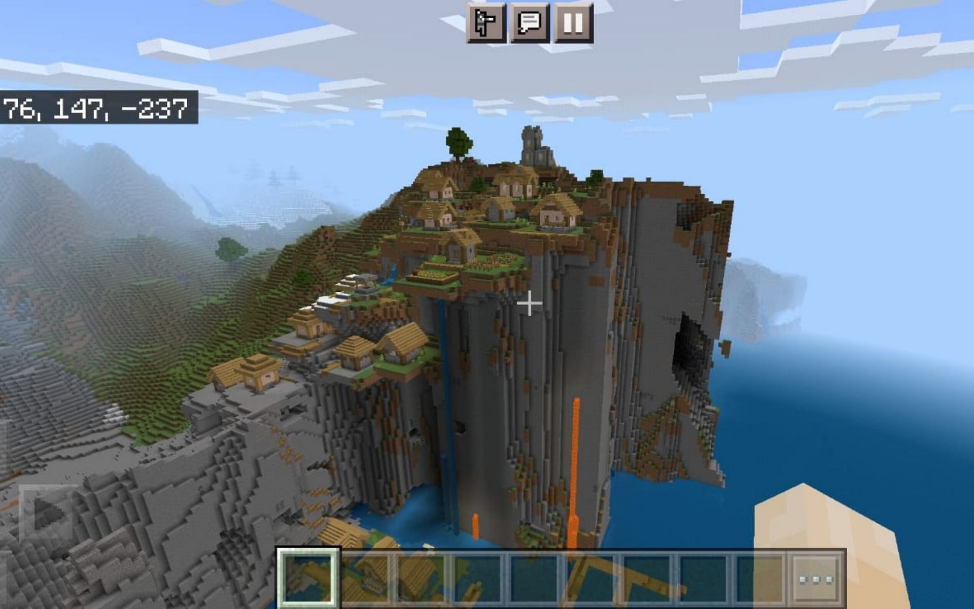 Village on a Cliff (Image via Minecraft)
