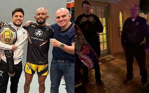 Cops crashed Henry Cejudo and Deiveson Figueiredo's party following title fight win (images via: Henry Cejudo's Instagram)