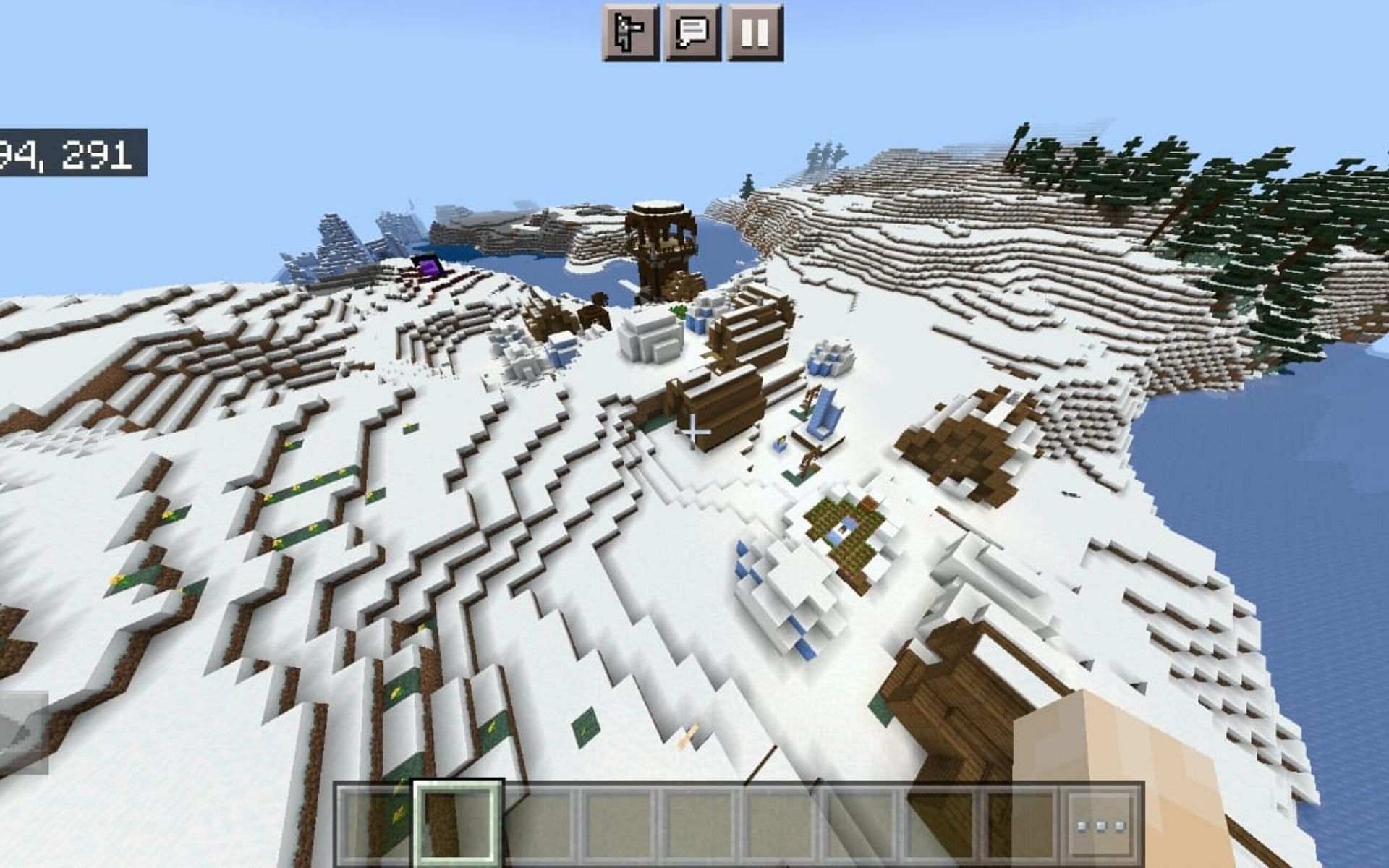 Village with Outpost nearby (Image via Minecraft)