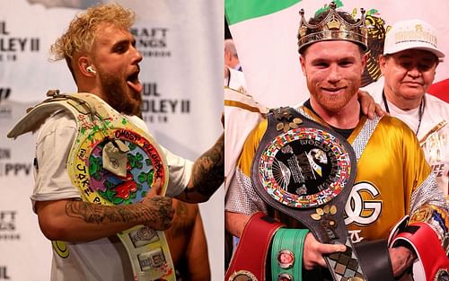 Jake Paul (left) and Canelo Alvarez (right)