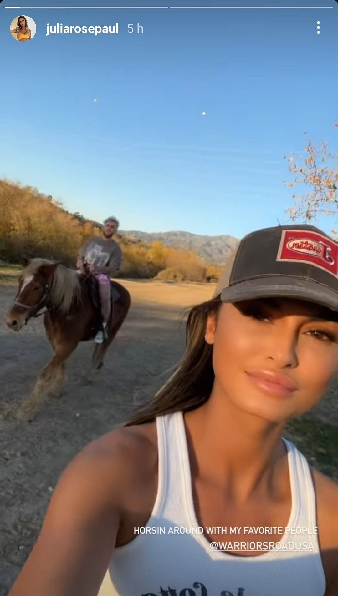 Julia Rose and Jake Paul ride horses together (Image via Instagram/juliarosepaul)