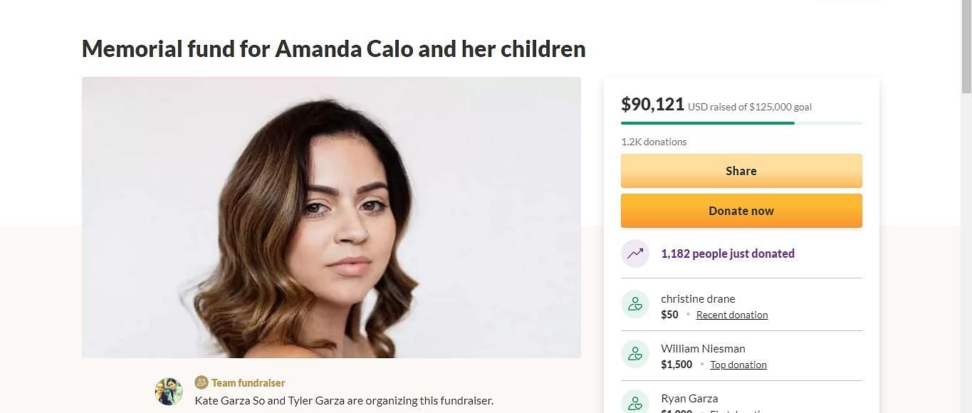 Amanda Calo GoFundMe Page (Image via GoFundMe)