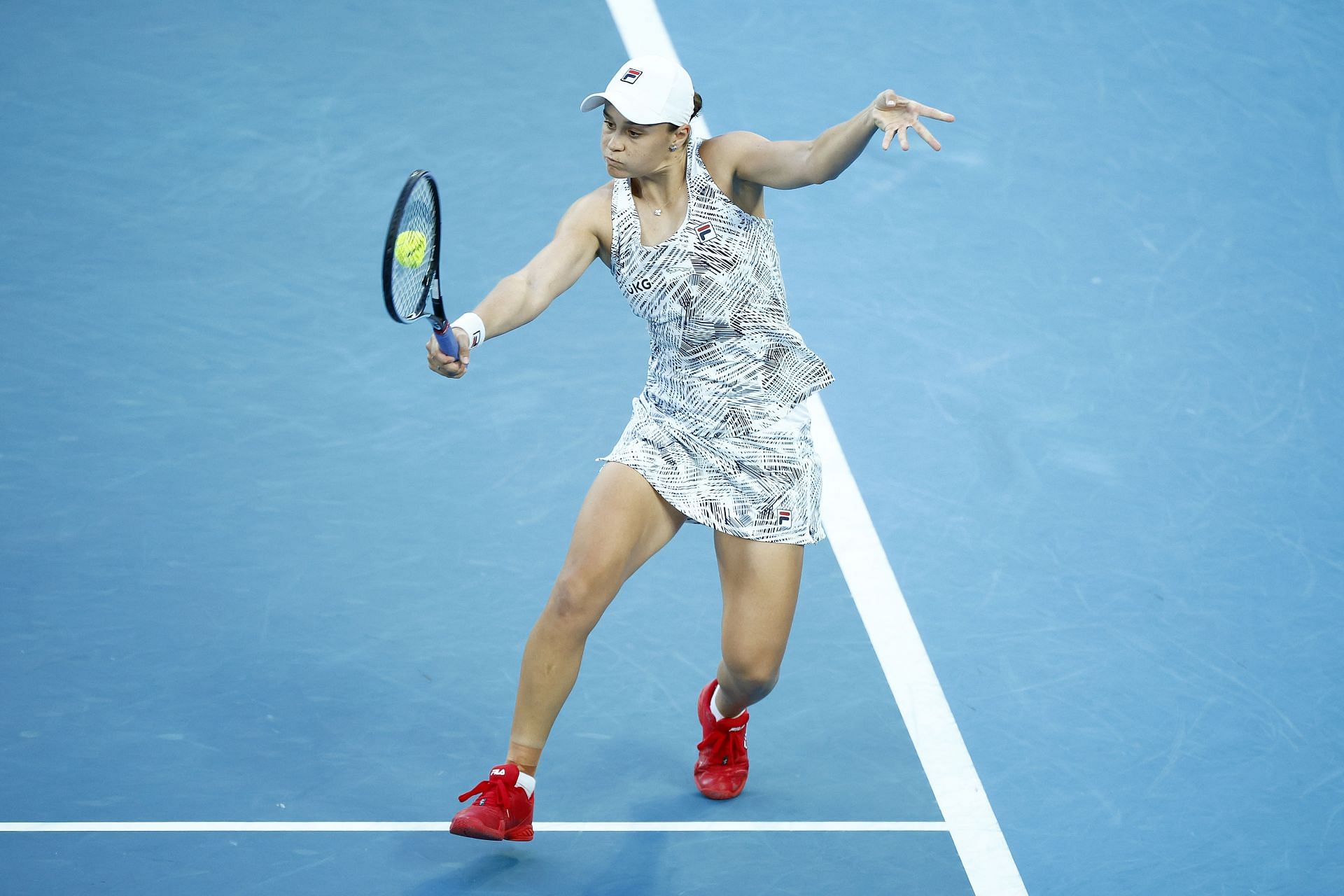 Ashleigh Barty in action against Jessica Pegula at the 2022 Australian Open