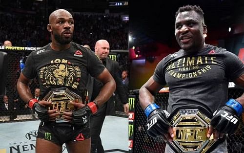 Jon Jones (left) and Francis Ngannou (right)